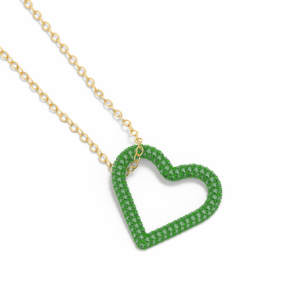 Hello Ella Whole Heart Pendant Necklace in Green
