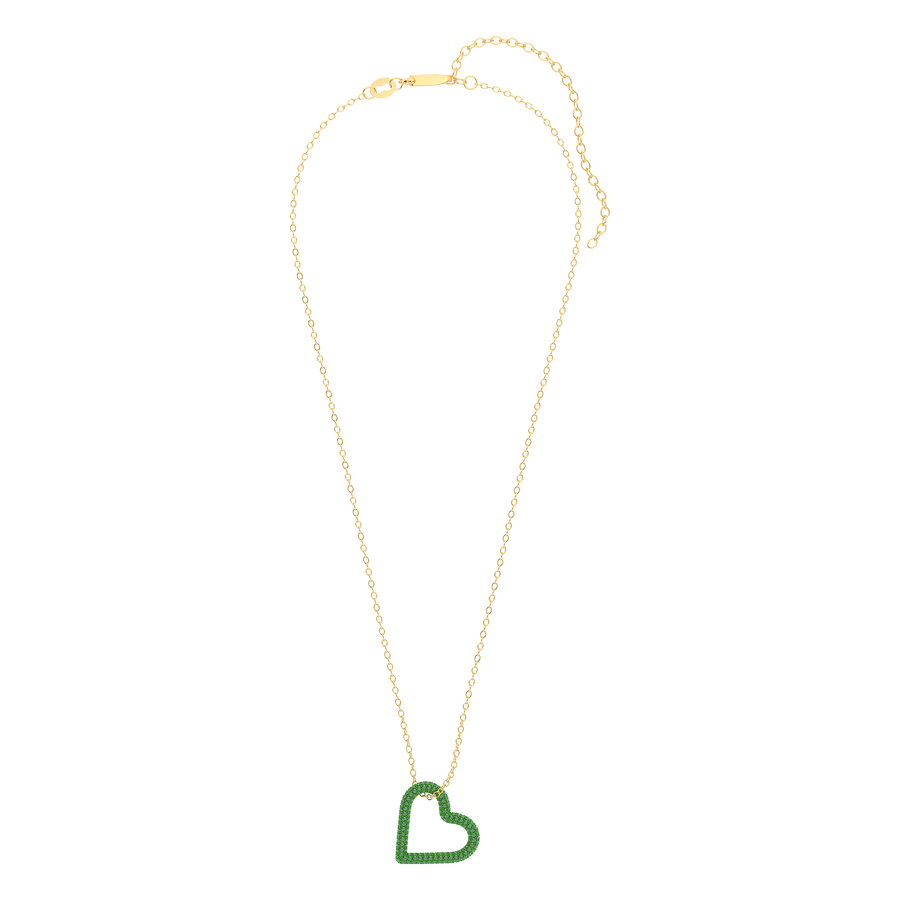 Hello Ella Whole Heart Pendant Necklace in Green
