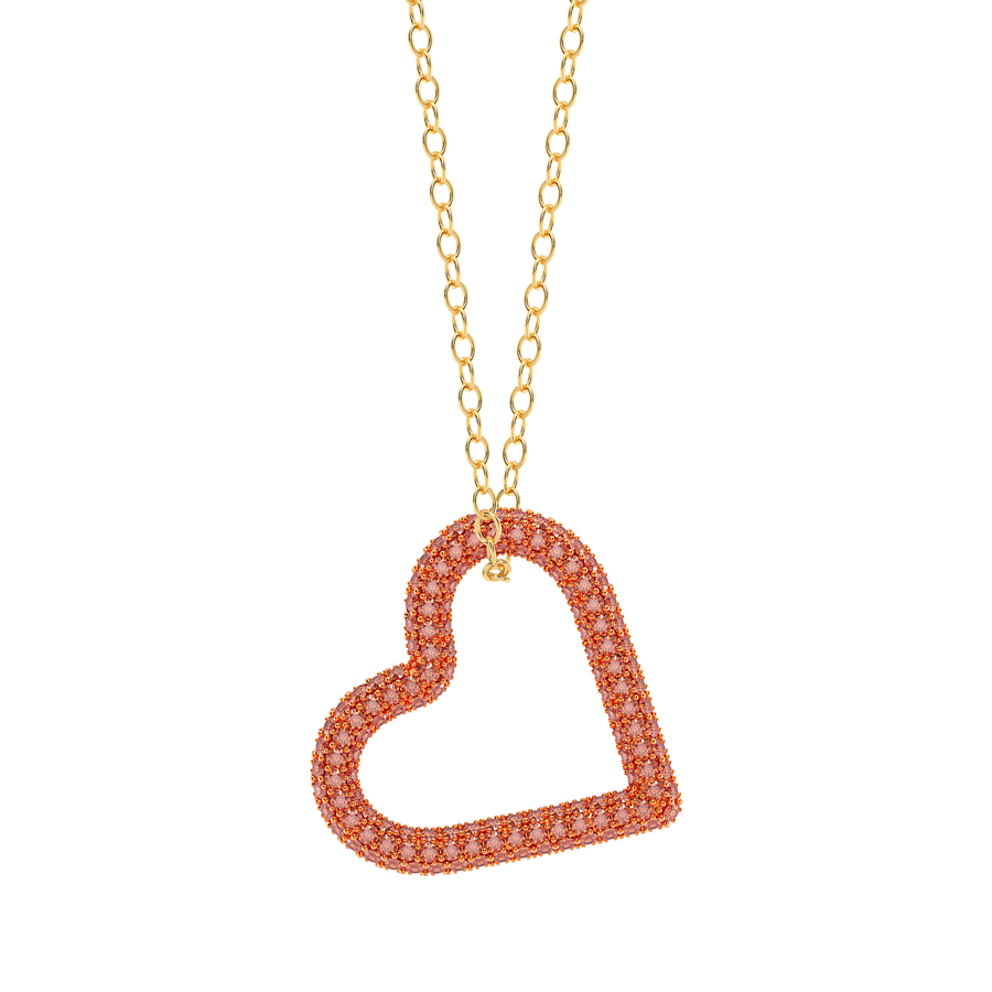 Hello Ella Whole Heart Pendant Necklace in Orange