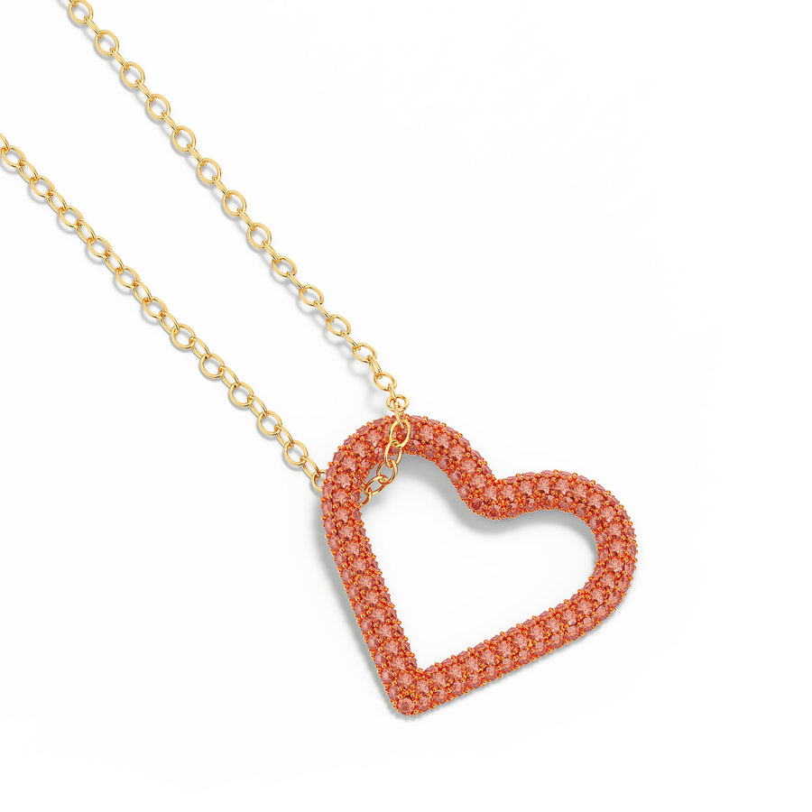 Hello Ella Whole Heart Pendant Necklace in Orange