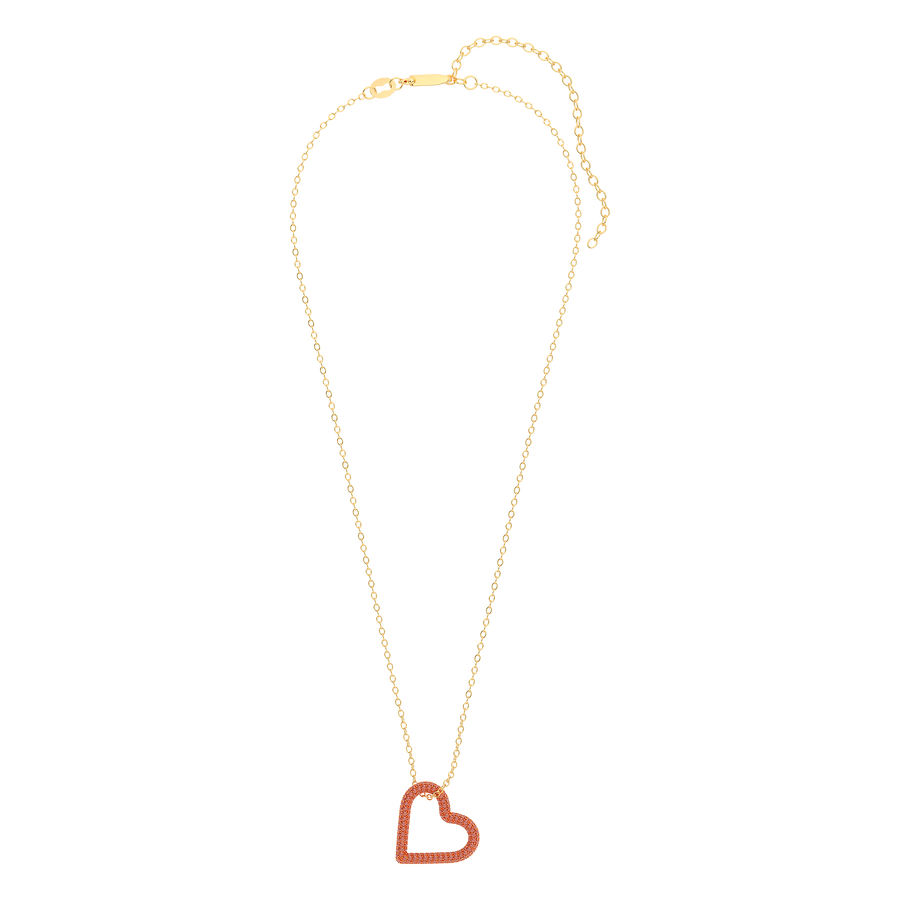 Hello Ella Whole Heart Pendant Necklace in Orange