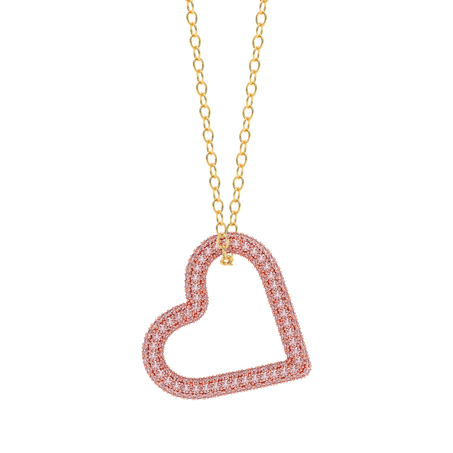 Hello Ella Whole Heart Pendant Necklace in Pink