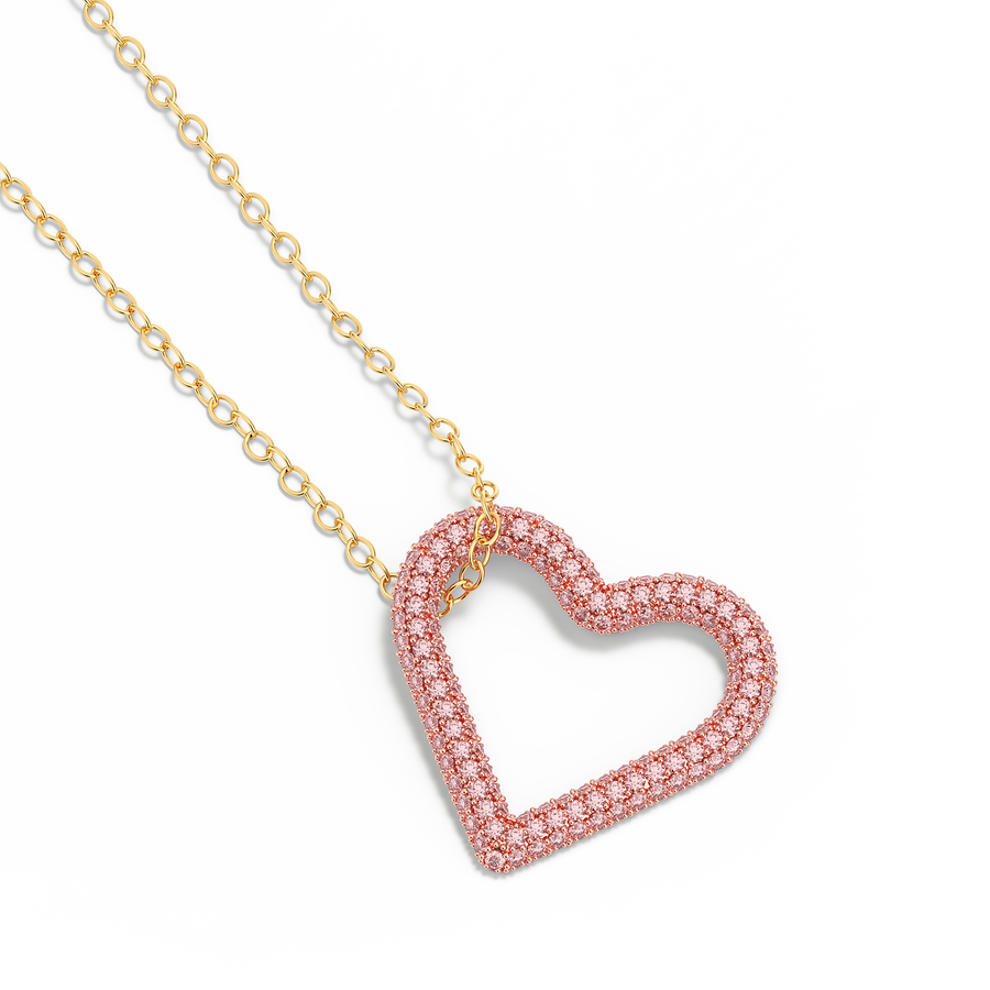 Hello Ella Whole Heart Pendant Necklace in Pink