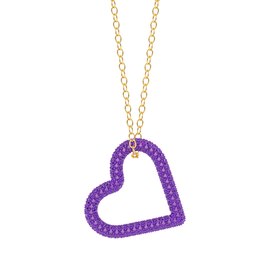 Hello Ella Whole Heart Pendant Necklace in Purple