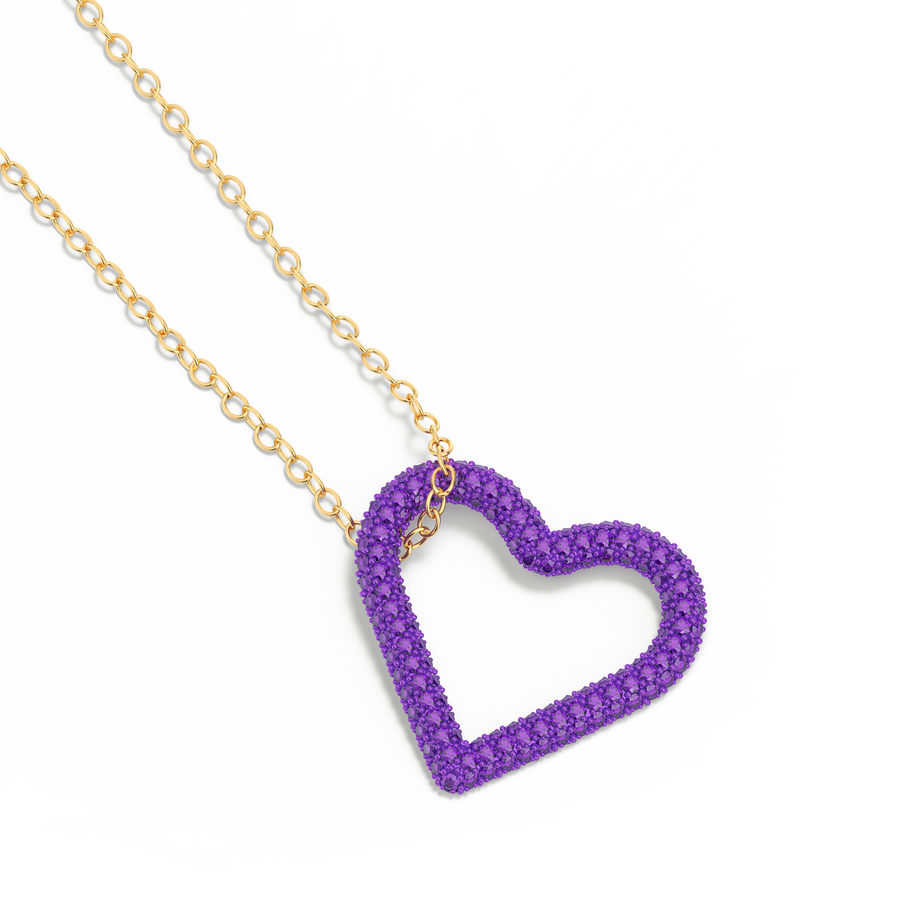 Hello Ella Whole Heart Pendant Necklace in Purple