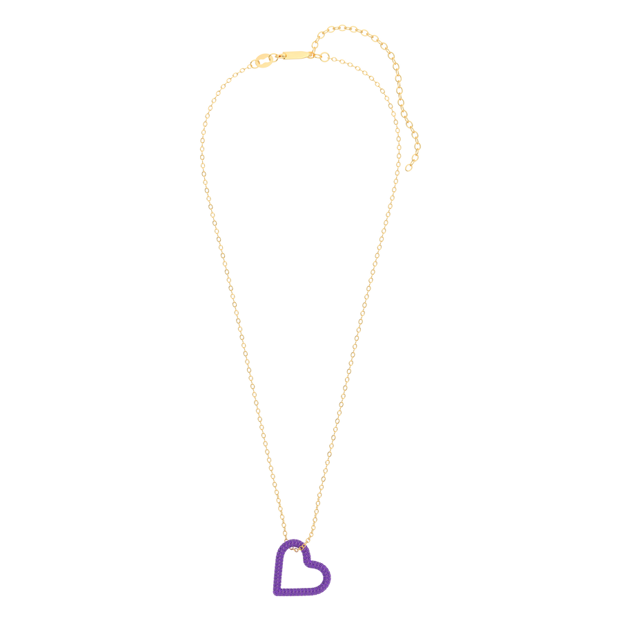 Hello Ella Whole Heart Pendant Necklace in Purple