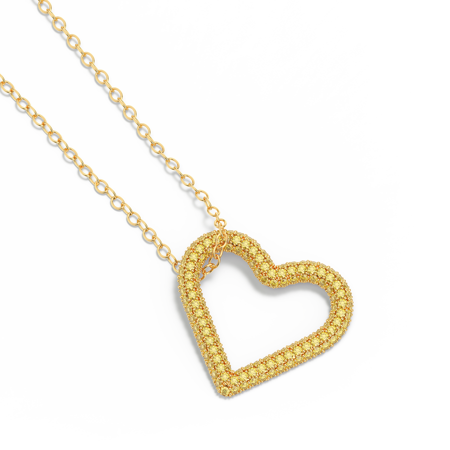 Hello Ella Whole Heart Pendant Necklace in Yellow