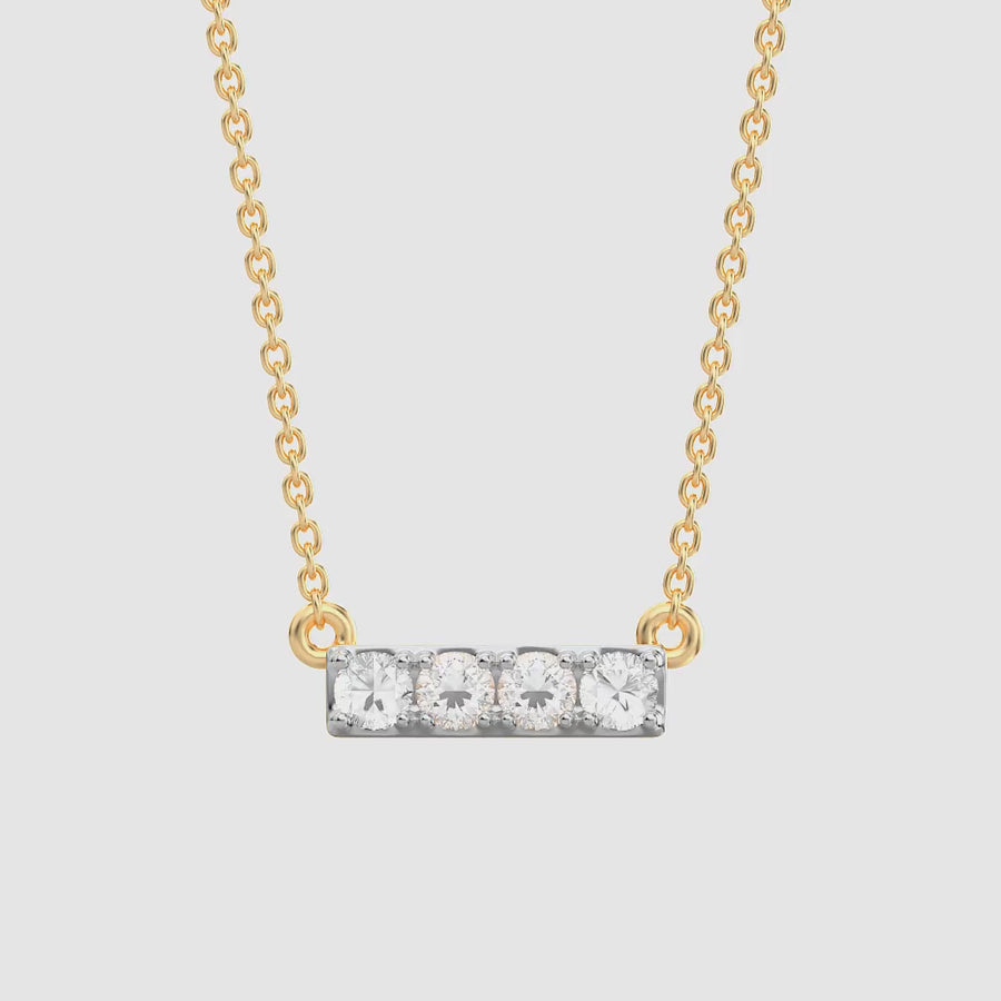 Lab-Grown 0.14 Ct Four Diamond Bar Necklace