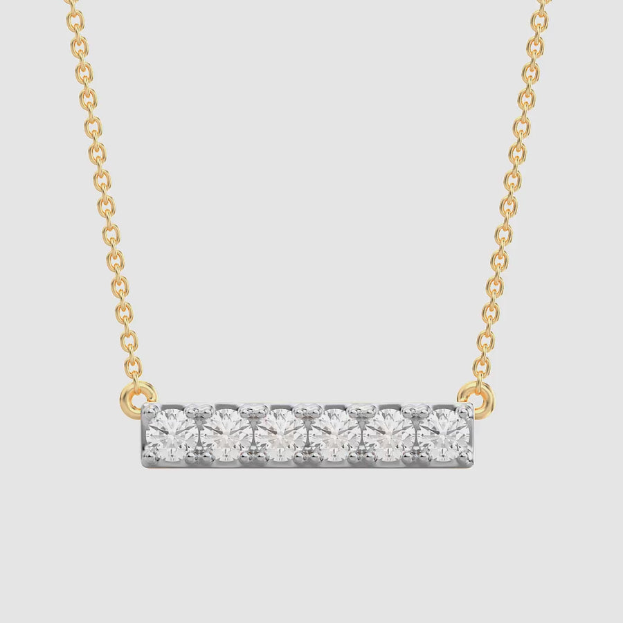 Lab-Grown 0.31 Ct Six Diamond Bar Pendant Necklace