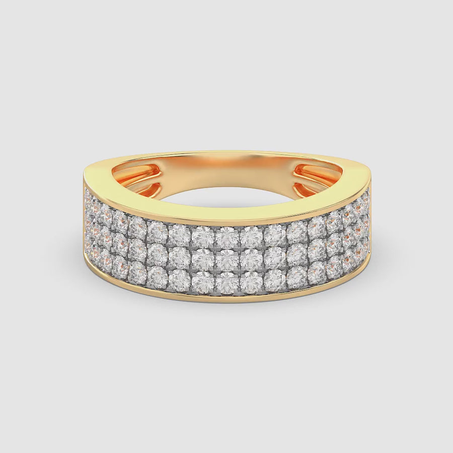 Lab-Grown  Bezel Bold Triple Row Ring