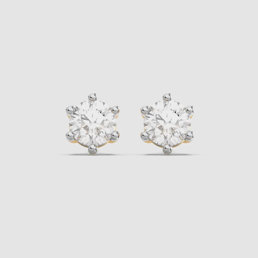 Lab-Grown 1.00 Ct Six Prong Stud Earrings