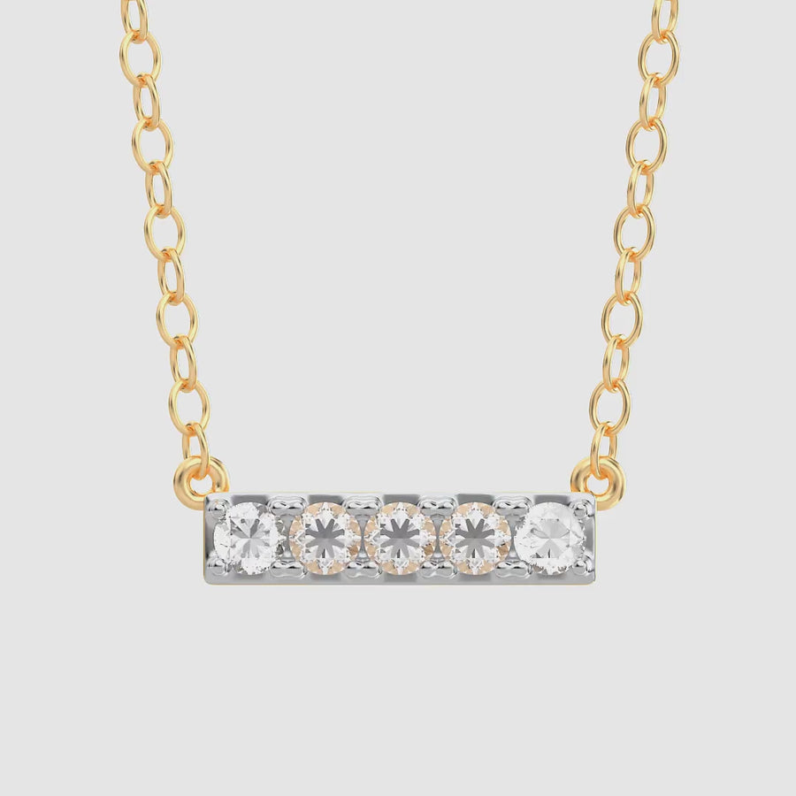 Lab-Grown 0.21 Ct Five Diamond Bar Pendant Necklace