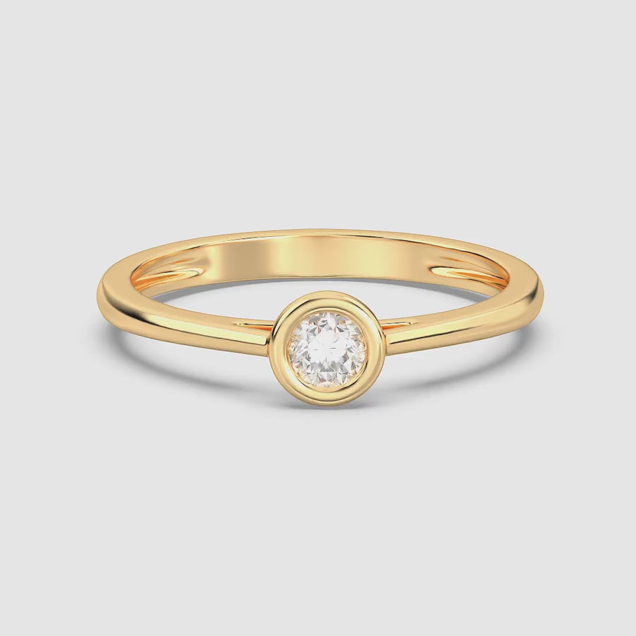 Lab-Grown 0.20 Ct Gold Solitaire Bezel Set Ring