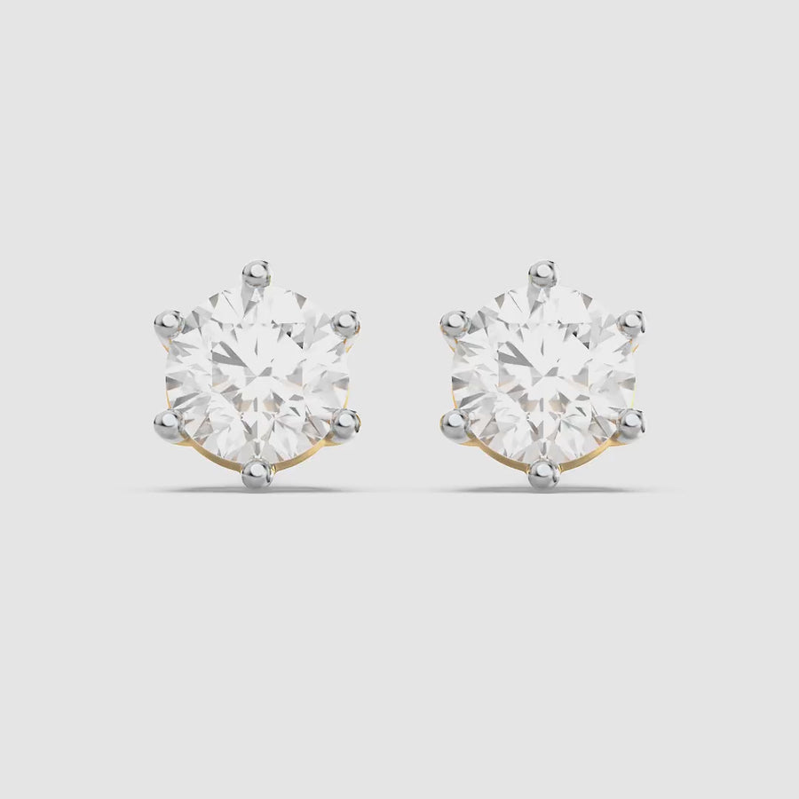 Lab-Grown 2.00 Ct Six Prong Stud Earrings