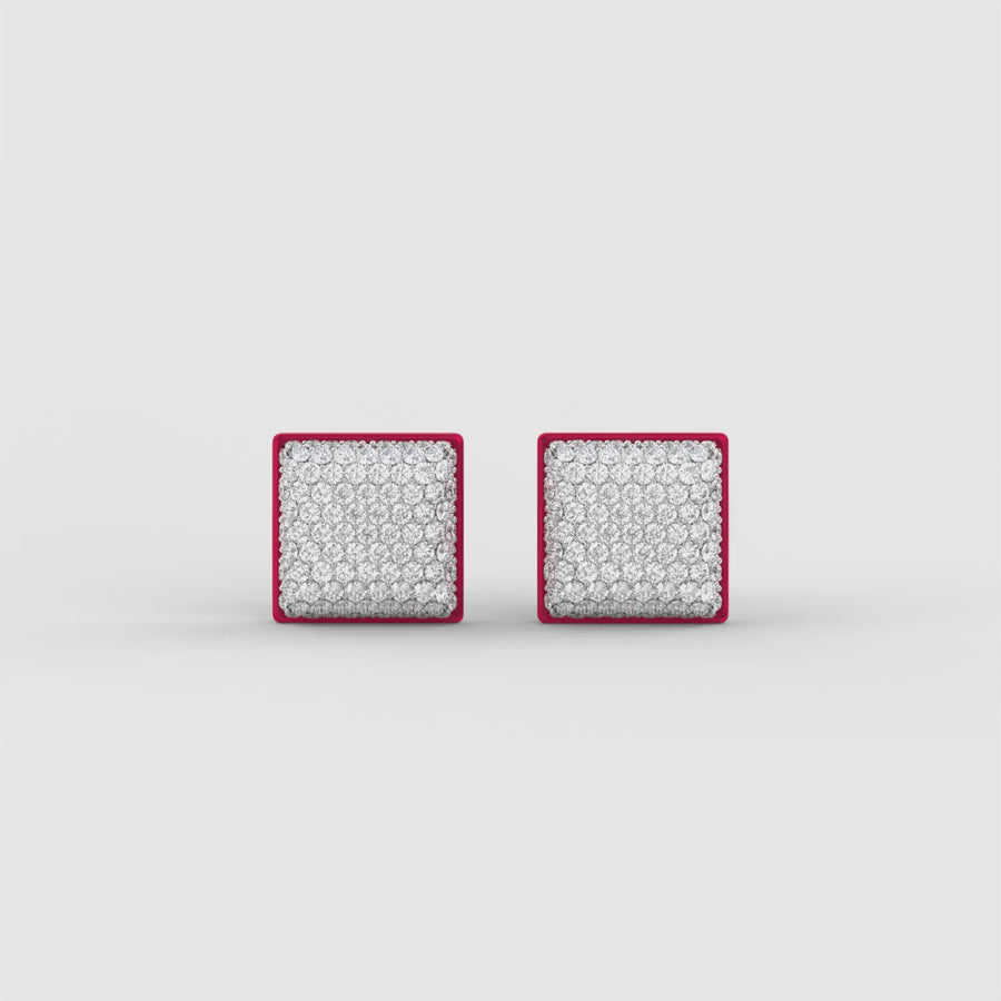 Two-Tone Community Studs in Raspberry