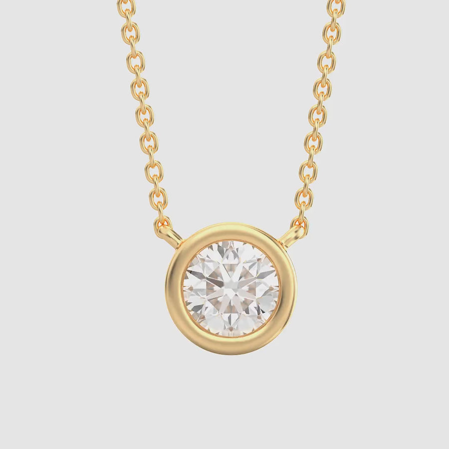 Lab-Grown 0.33 Ct Signature Bezel Pendant Necklace