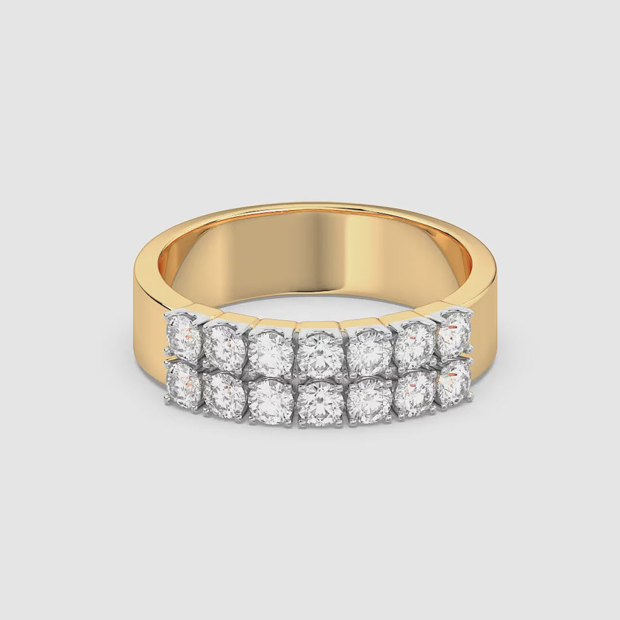 Lab-Grown Pave Double Row Ring