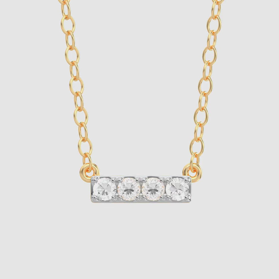 Lab-Grown 0.14 Ct Four Diamond Bar Necklace