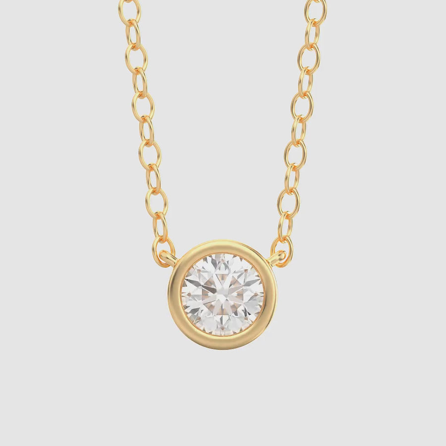 Lab-Grown 0.50 Ct Signature Bezel Pendant Necklace