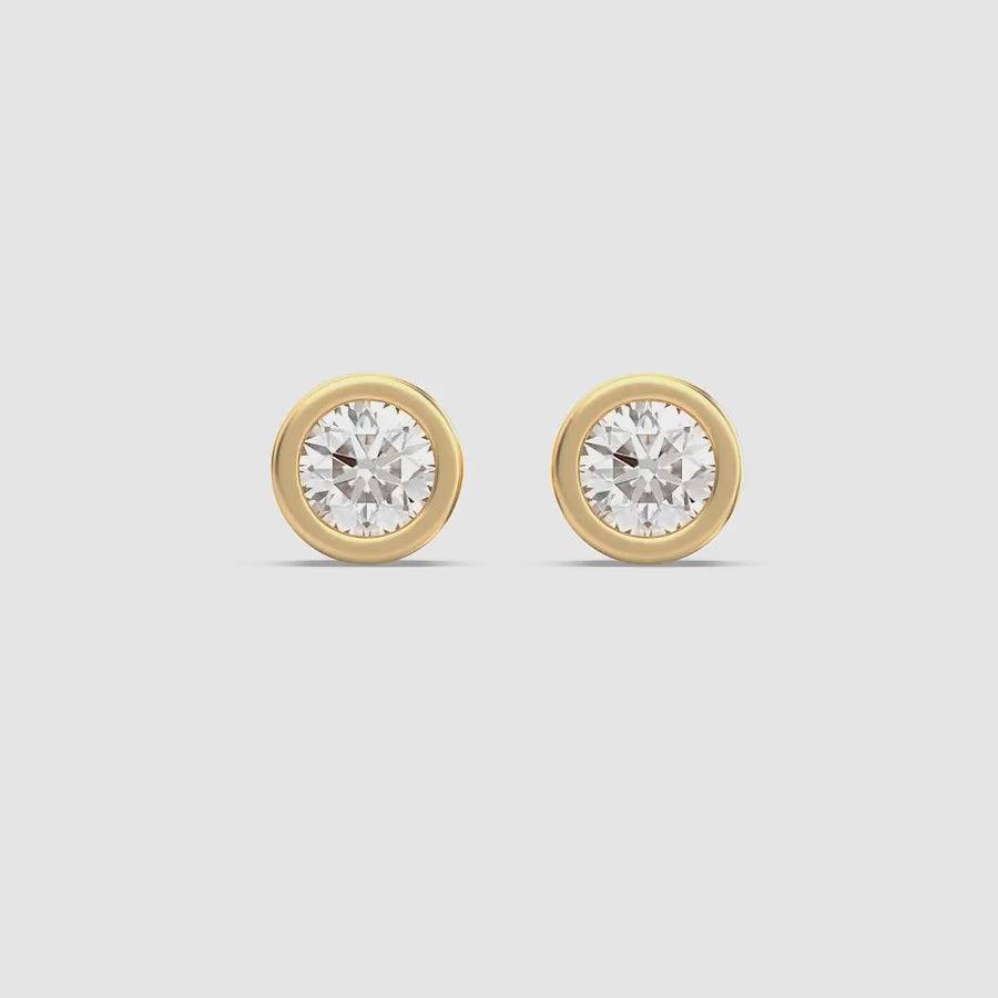 Lab-Grown 0.33 Ct Signature Bezel Stud Earrings