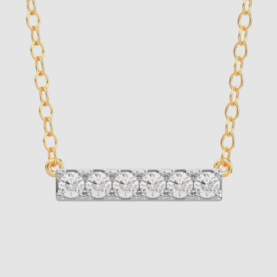 Lab-Grown 0.31 Ct Six Diamond Bar Pendant Necklace