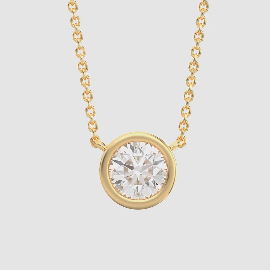 Lab-Grown 0.50 Ct Signature Bezel Pendant Necklace