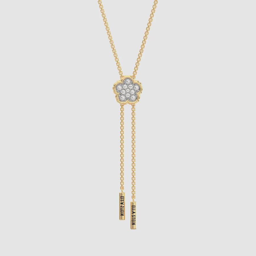 Lab-Grown Signature Flower Adjustable Bolo  Necklace
